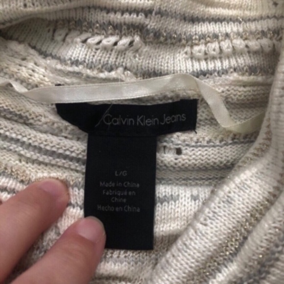 Calvin Klein Jeans Cream Knit Wool Blend Top - Picture 4 of 7